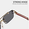 rimless cut edge rectangle sun glasses